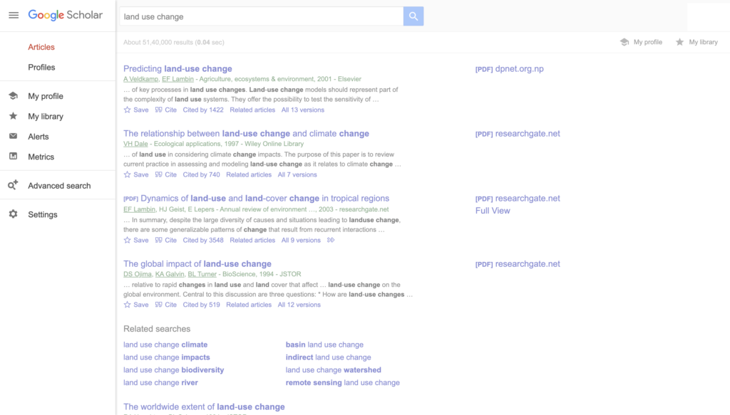 Finding the Advanced Search option on Google Scholar